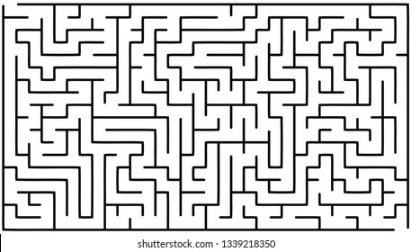 Labyrinth of medium complexity. Vector illustration of a maze. Abstract geometric background. Black and white pattern.