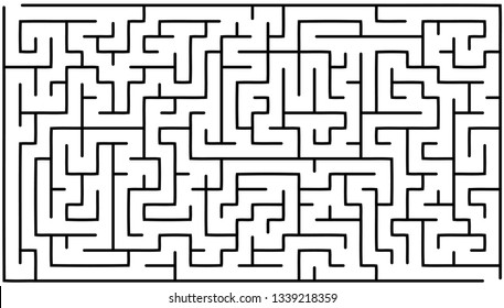 Labyrinth of medium complexity. Vector illustration of a maze. Abstract geometric background. Black and white pattern.