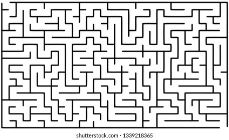 Labyrinth of medium complexity. Vector illustration of a maze. Abstract geometric background. Black and white pattern.