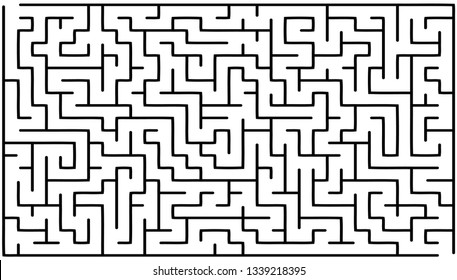 Labyrinth of medium complexity. Vector illustration of a maze. Abstract geometric background. Black and white pattern.