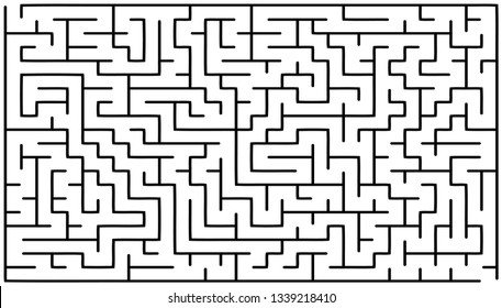 Labyrinth of medium complexity. Vector illustration of a maze. Abstract geometric background. Black and white pattern.