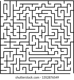 Labyrinth of medium complexity. Vector illustration of a maze. Black and white geometric pattern.