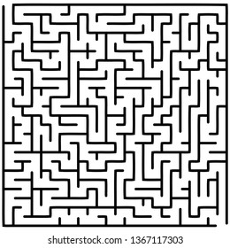 Labyrinth of medium complexity. Vector illustration of a maze. Abstract geometric background. Black and white pattern.