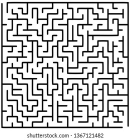 Labyrinth of medium complexity. Vector illustration of a maze. Abstract geometric background. Black and white pattern.