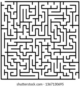 Labyrinth of medium complexity. Vector illustration of a maze. Abstract geometric background. Black and white pattern.