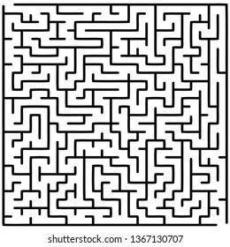 Labyrinth of medium complexity. Vector illustration of a maze. Abstract geometric background. Black and white pattern.