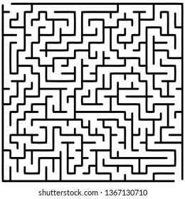 Labyrinth of medium complexity. Vector illustration of a maze. Abstract geometric background. Black and white pattern.