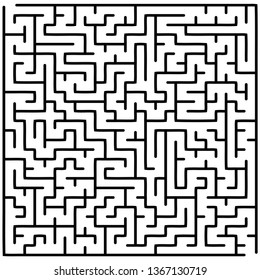 Labyrinth of medium complexity. Vector illustration of a maze. Abstract geometric background. Black and white pattern.