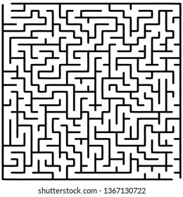 Labyrinth of medium complexity. Vector illustration of a maze. Abstract geometric background. Black and white pattern.