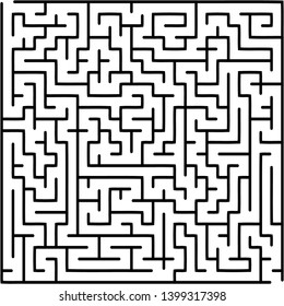 Labyrinth of medium complexity. Vector illustration of a maze game. Abstract geometric background. Black and white pattern.