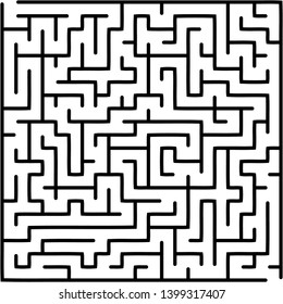 Labyrinth of medium complexity. Vector illustration of a maze game. Abstract geometric background. Black and white pattern.