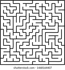 Labyrinth of medium complexity. Vector illustration of a maze. Abstract geometric background. Black and white pattern.