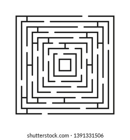 Labyrinth minimal icon. Vector concept square maze symbol or logo element in thin line style
