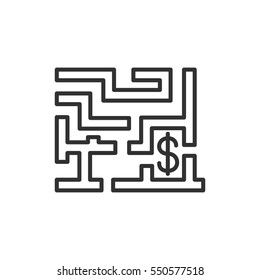 Labyrinth with money. The task to find the money