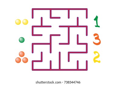 Labyrinth with numbers for children on the white background. Find the path to the 
correct answer. Vector flat illustration