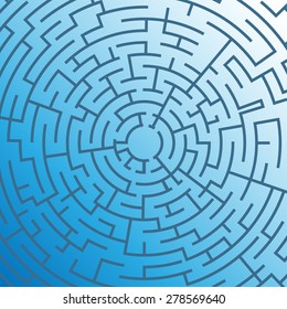 Labyrinth on blue background. Illustration Vector.