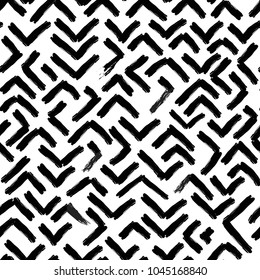 LABYRINTH PAINTED BRUSH HAND DRAW. SEAMLESS VECTOR PATTERN. GRUNGE DESIGN ART MONOCHROME BACKGROUND