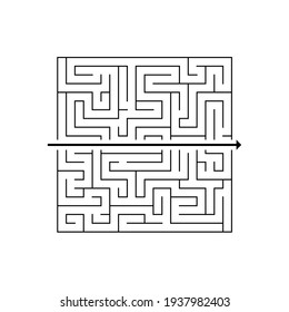 Labyrinth With A Path Line Going Straight Through It. Simple Solution Of A Complex Problem. Vector Illustration.