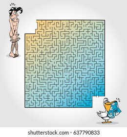 Labyrinth with pelican stealing a pair of board shorts 