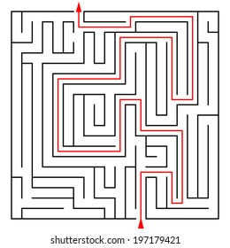 Labyrinth with a prompt on a white background