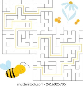 Labyrinth - Puzzle For Kids Helps Little Bee Reach Flower