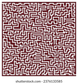 Labyrinth puzzle,red dots circle maze conundrum,abstract vector illustration.