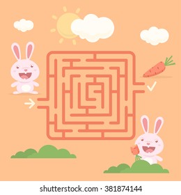 Labyrinth rabbit with carrot