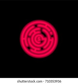 Labyrinth red glowing neon ui ux icon. Glowing sign logo vector