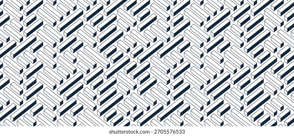 Fondo inconsútil del laberinto, patrón sin fin geométrico 3D del laberinto lógico, fondo cúbico dimensional del Vector isométrico.