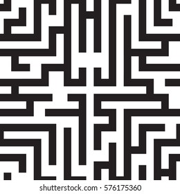 Labyrinth. Seamless pattern. Black maze on a white background. Vector.