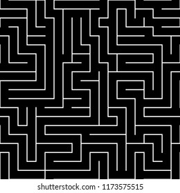 Labyrinth seamless pattern. Maze pattern. Black and white vector illustration.
