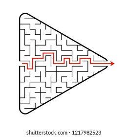 Labyrinth in the shape of an arrow. Game for kids. Puzzle for children. Find the right path. Maze conundrum. Flat vector illustration isolated on white background. With answer