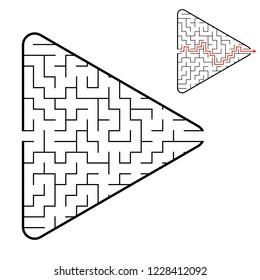 Labyrinth in the shape of an arrow. Game for kids. Puzzle for children. Find the right path. Maze conundrum. Flat vector illustration isolated on white background. With answer