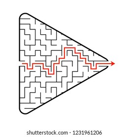 Labyrinth in the shape of an arrow. Game for kids. Puzzle for children. Find the right path. Maze conundrum. Flat vector illustration isolated on white background. With answer