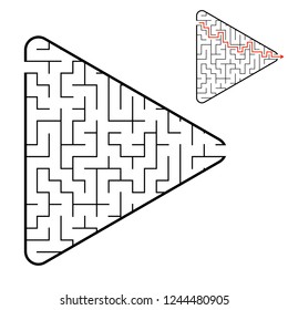 Labyrinth in the shape of an arrow. Game for kids. Puzzle for children. Find the right path. Maze conundrum. Flat vector illustration isolated on white background. With answer
