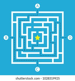 Labyrinth shape design element. Four entrance, one destination and one right way to go. But many paths to deadlock.