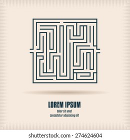 Labyrinth shape design element. One entrance, one exit and one right way to go. But many paths to deadlock. Unique design element abstract maze. Idea for logo or corporate identity. Vector file EPS8.