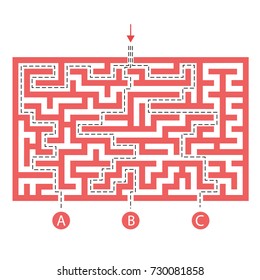 Labyrinth shape design element. One entrance, three exit and three right way to go. But many paths to deadlock.