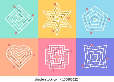 Labyrinth shape design element. Three entrance, one exit and one right way to go, but many paths to deadlock.