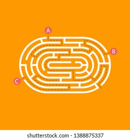 Labyrinth shape design element. Three entrance, one exit and one right way to go, but many paths to deadlock.