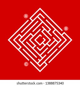 Labyrinth shape design element. Three entrance, one exit and one right way to go, but many paths to deadlock.