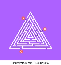 Labyrinth shape design element. Three entrance, one exit and one right way to go, but many paths to deadlock.