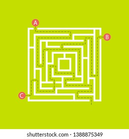 Labyrinth shape design element. Three entrance, one exit and one right way to go, but many paths to deadlock.