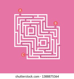 Labyrinth shape design element. Three entrance, one exit and one right way to go, but many paths to deadlock.