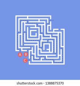 Labyrinth shape design element. Three entrance, one exit and one right way to go, but many paths to deadlock.