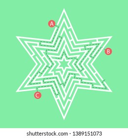 Labyrinth shape design element. Three entrance, one exit and one right way to go, but many paths to deadlock.