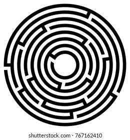Labyrinth shape design element, two entrance, one exit. Abstract maze labyrinth.