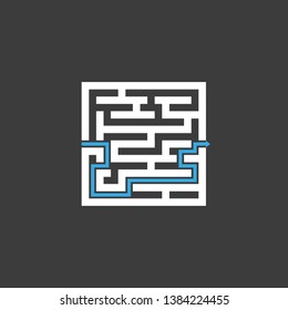 Labyrinth shape design element. Vector illustration. Flat design