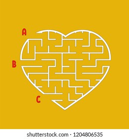 Labyrinth in the shape of a heart. Game for kids. Puzzle for children. Maze conundrum. Flat vector illustration isolated on white background.