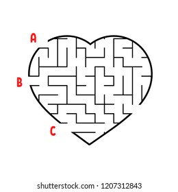 Labyrinth in the shape of a heart. Game for kids. Puzzle for children. Maze conundrum. Flat vector illustration isolated on white background.